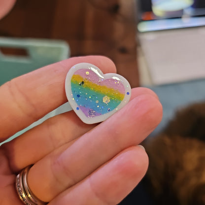 Rainbow Heart Pin | Fairy Kei Pin | Decora Kei | Pastel Heart Brooch | Pastel Rainbow Brooch
