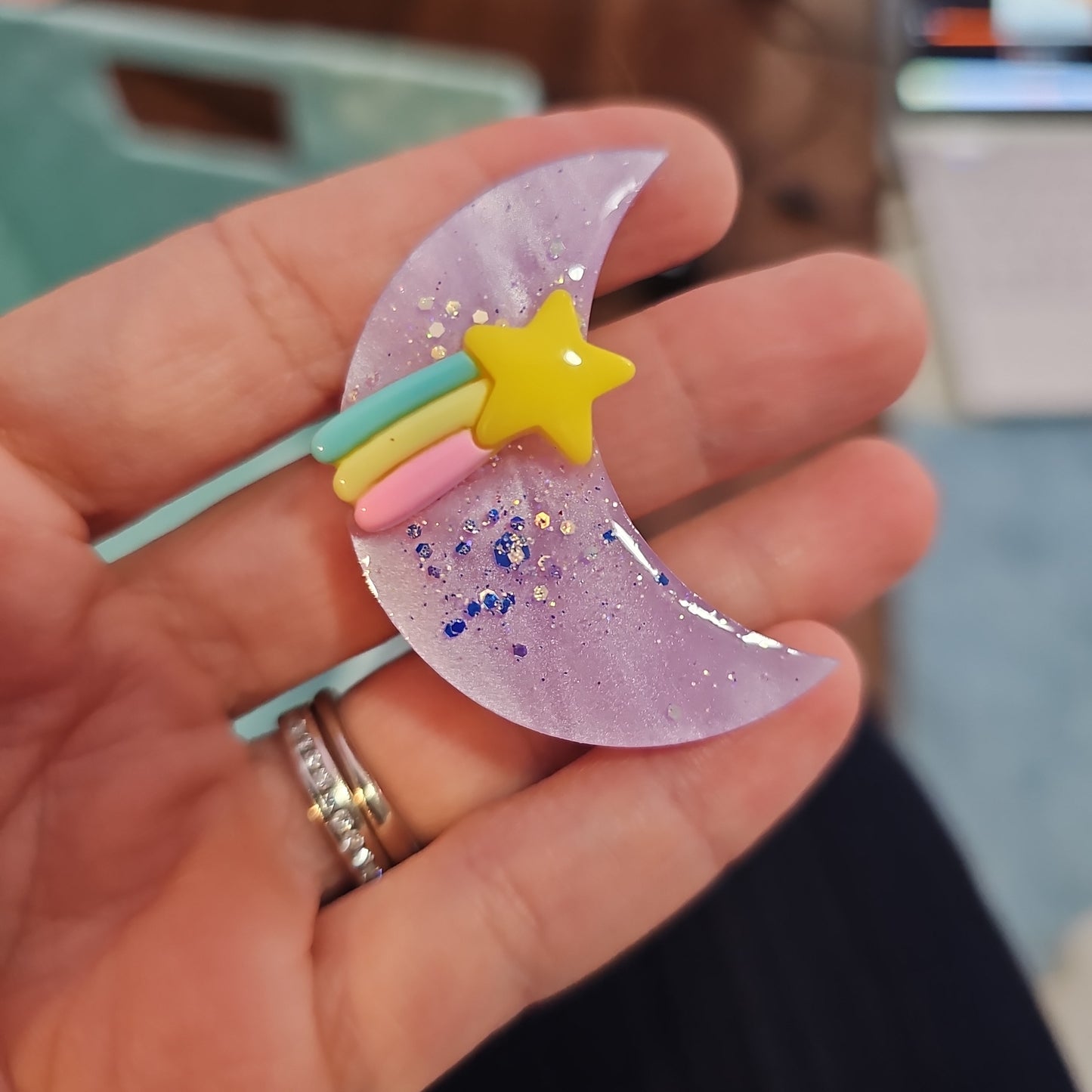 Pastel Moon Brooch | Mahou Kei Pin | Pastel Brooch | Shooting Star Pin