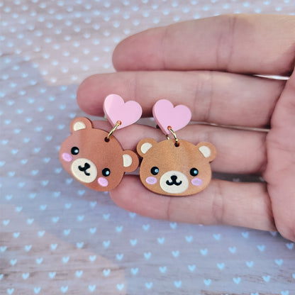 Kawaii Bear Earrings | Pastel Bear | Kawaii Earrings | Bear Studs | Teddy Bear