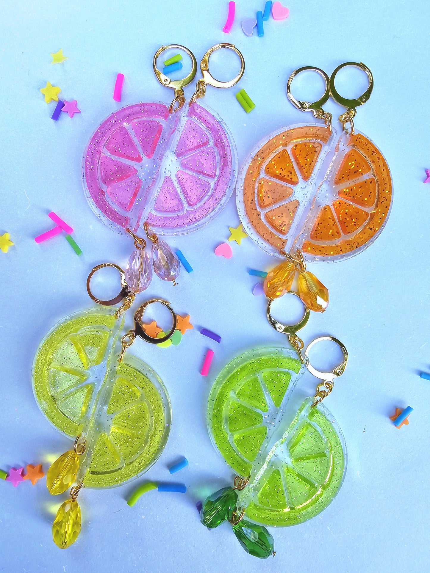 Sparkly Fruit Earrings | Glitter Fruit | Spring Earrings | Summer Earrings | Juicy Earrings