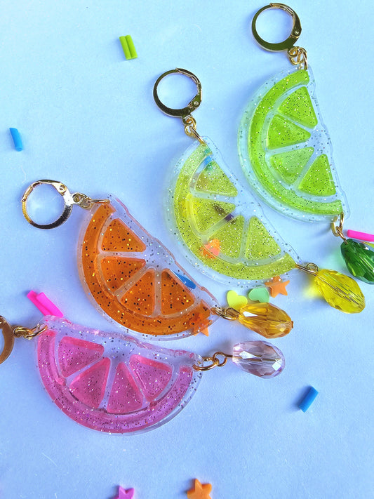 Sparkly Fruit Earrings | Glitter Fruit | Spring Earrings | Summer Earrings | Juicy Earrings