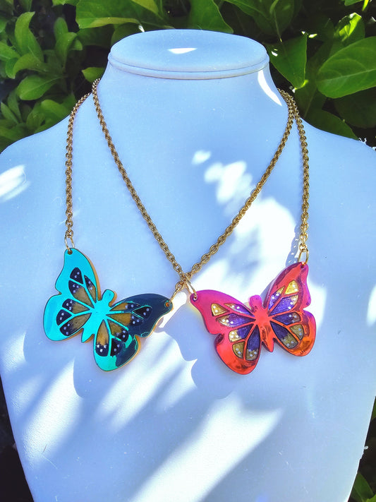 Metallic Butterfly Necklace | Shiny Butterfly Necklace | Summer Necklace | Cottage Core Necklace| Spring Necklace
