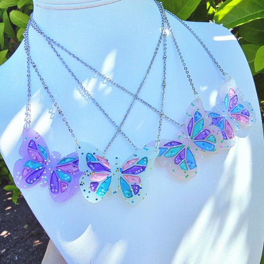 Pastel Butterfly Necklace | Soft Butterfly Necklace | Summer Necklace | Cottage Core Necklace| Spring Necklace