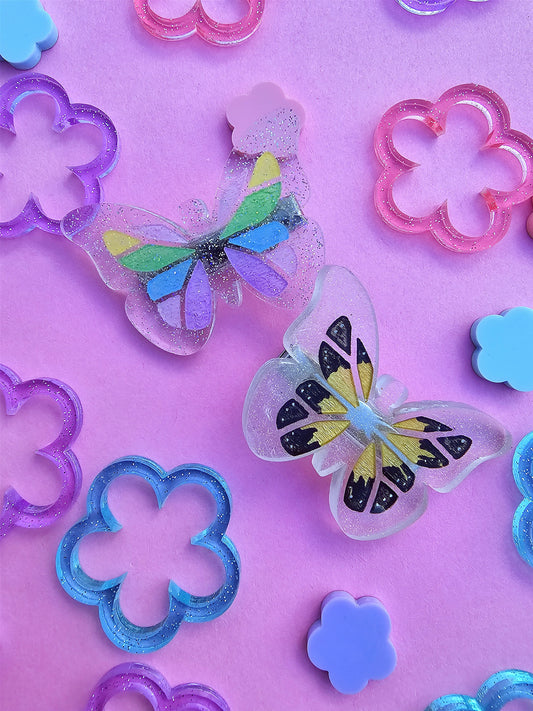 Sparkly Butterfly Clip | Clear Butterfly | Summer Clip | Spring Clip | Cottage Core