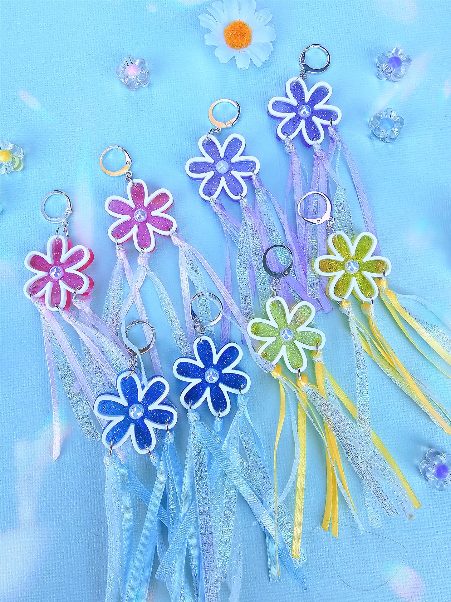 Ditzy Daisy Earrings | Spring Earrings | Glitter Earring | Daisy Earrings | Pastel Flowers | May Day Earrings