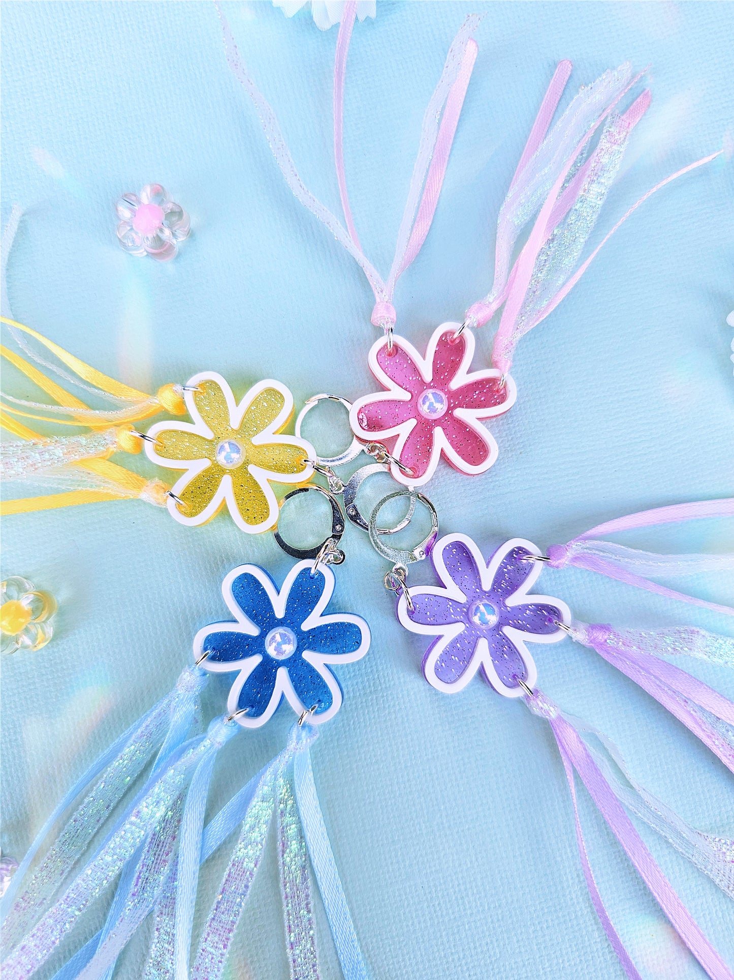 Ditzy Daisy Earrings | Spring Earrings | Glitter Earring | Daisy Earrings | Pastel Flowers | May Day Earrings