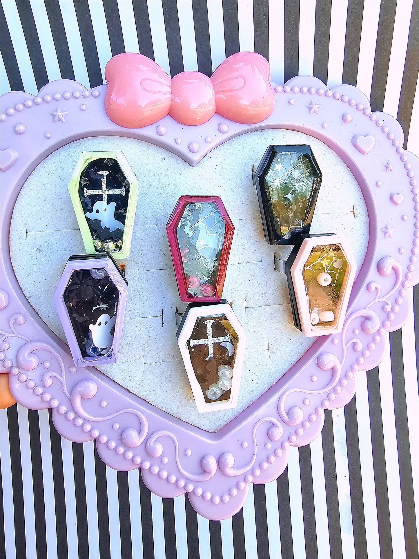 Coffin Shaker Ring | Halloween Shaker Ring | Spiderweb Ring | Spooky Ring