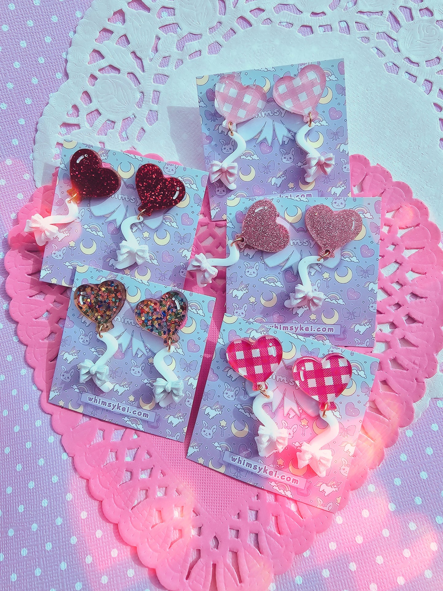 Valentines Balloon Earrings | Heart Earrings | Lolita Earrings | Kawaii Valentines Earrings