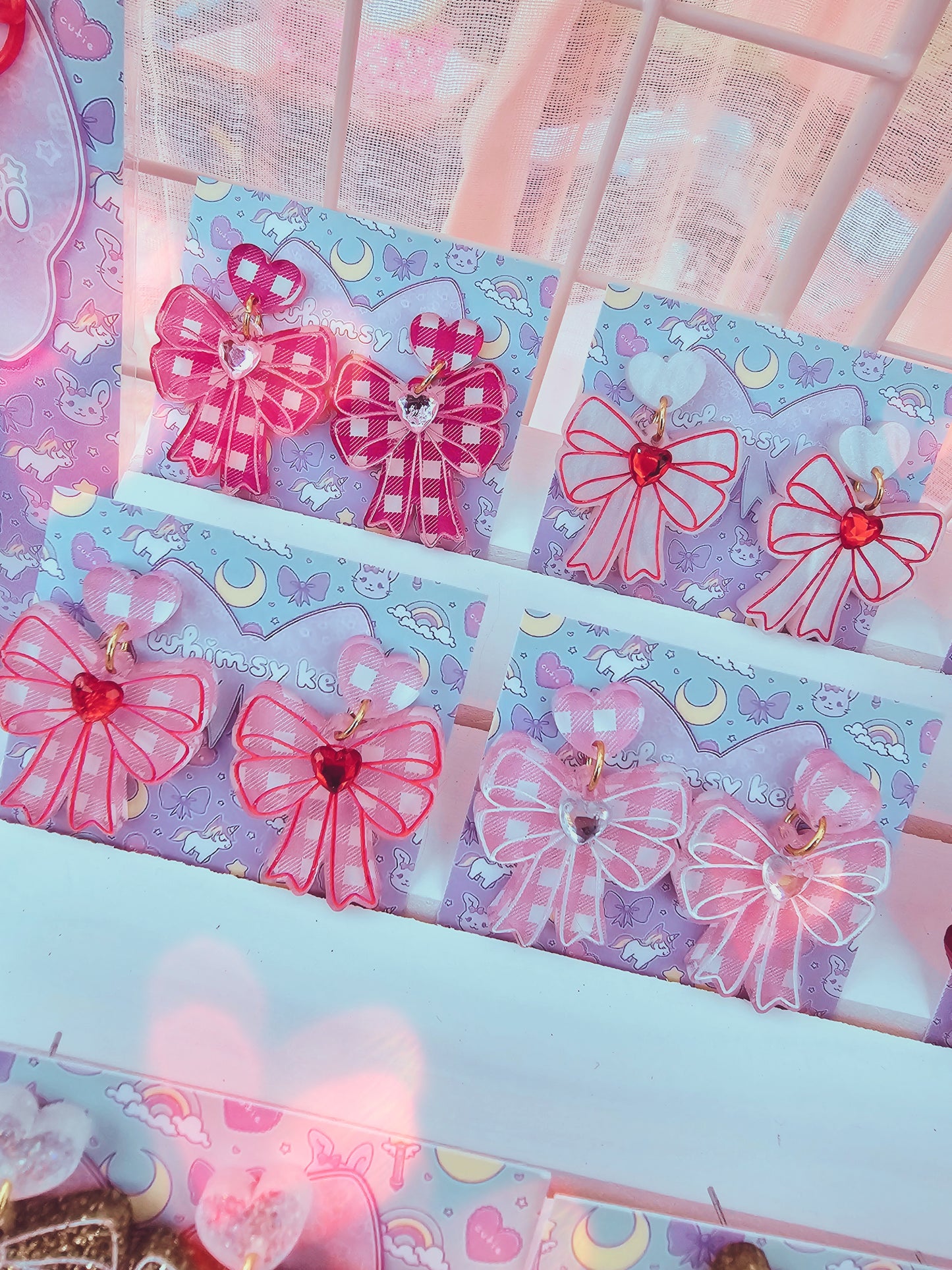 Valentines Bow Earrings | Pink Earrings | Lolita Earrings | Statement Earrings | Lovecore Earrings