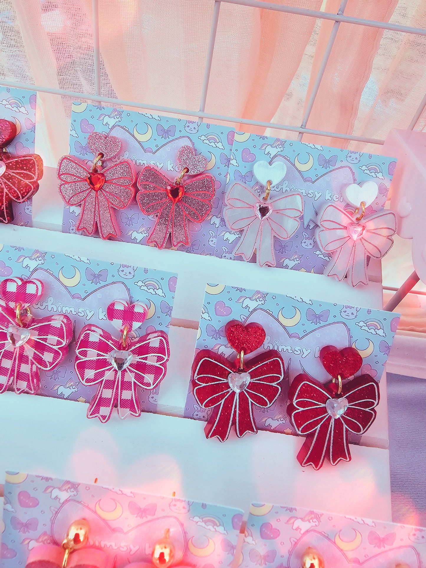 Valentines Bow Earrings | Pink Earrings | Lolita Earrings | Statement Earrings | Lovecore Earrings