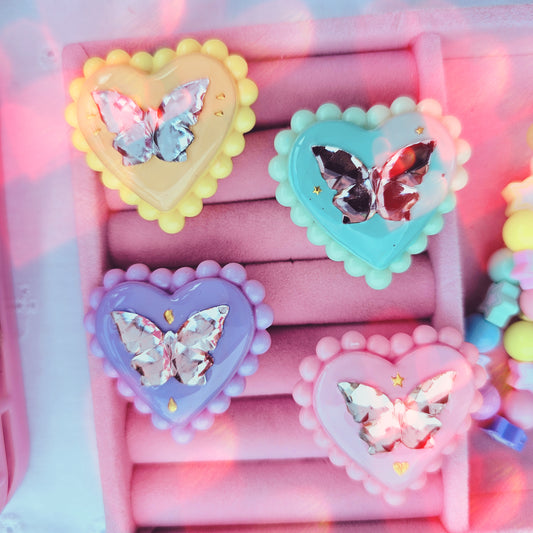 Pastel Coquette Heart Ring | Plastic Ring | Toy Ring | Birthday Party Ring | Cupcake Topper