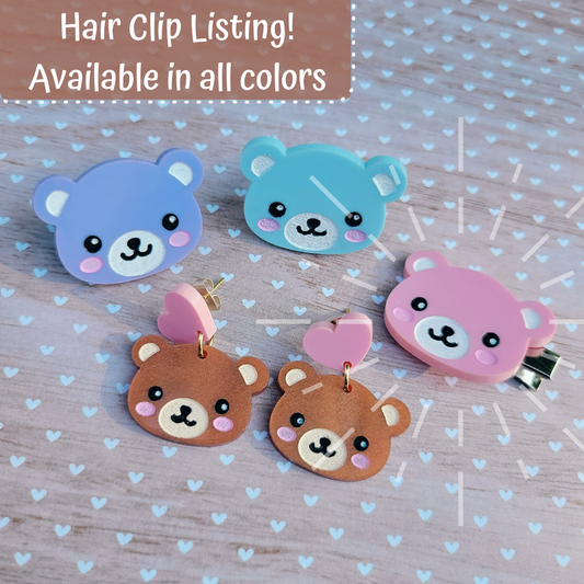 Kawaii Bear Clip | Pastel Bear | Kawaii Clip | Bear Hair | Teddy Bear