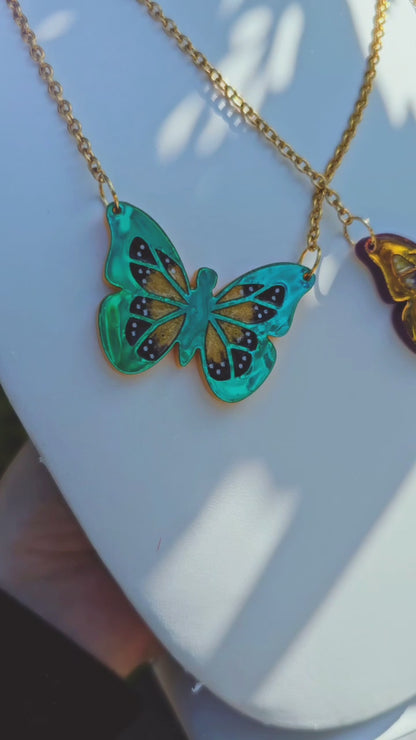 Metallic Butterfly Necklace | Shiny Butterfly Necklace | Summer Necklace | Cottage Core Necklace| Spring Necklace