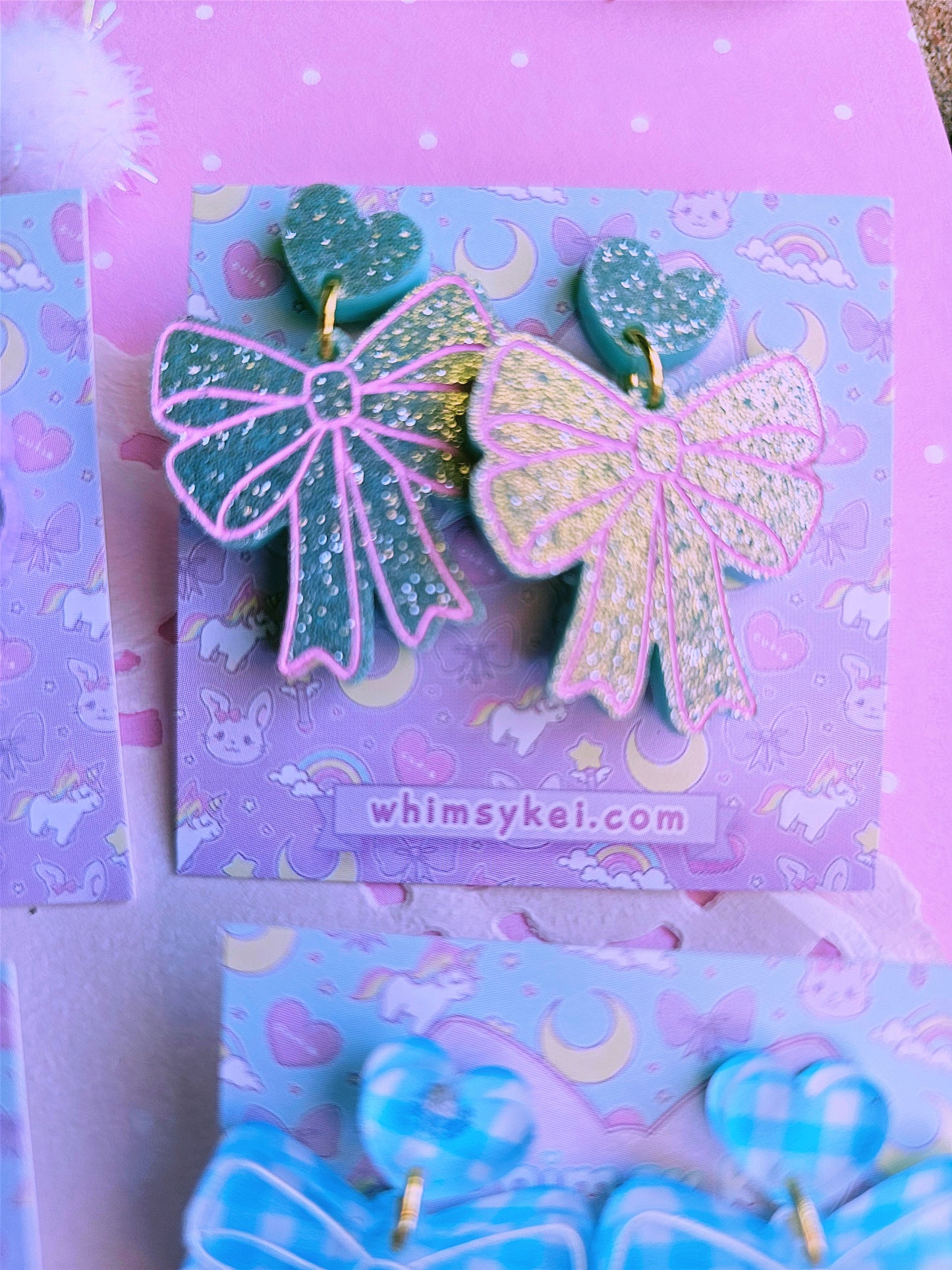 Easter Bow Earrings | Pink Earrings | Lolita Earrings | Statement Earrings | Cottage Core Earrings