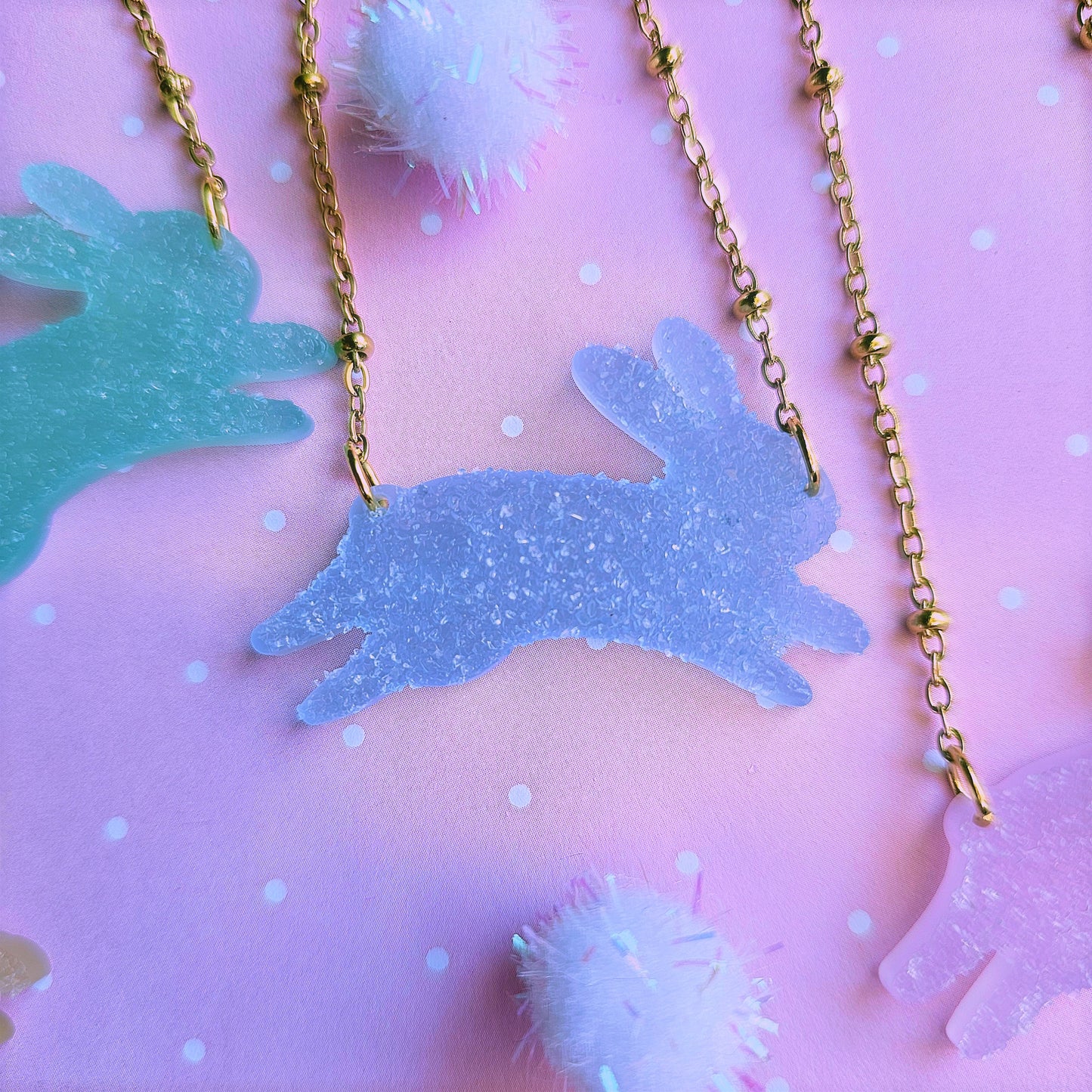 Pastel Bunny Necklace | Fake Candy Necklace | Girly Kei | Dolly Kei | Sweet Lolita Necklace | Easter Necklace | Bunny Necklace| Rabbit Necklace | Fairy Kei Necklace