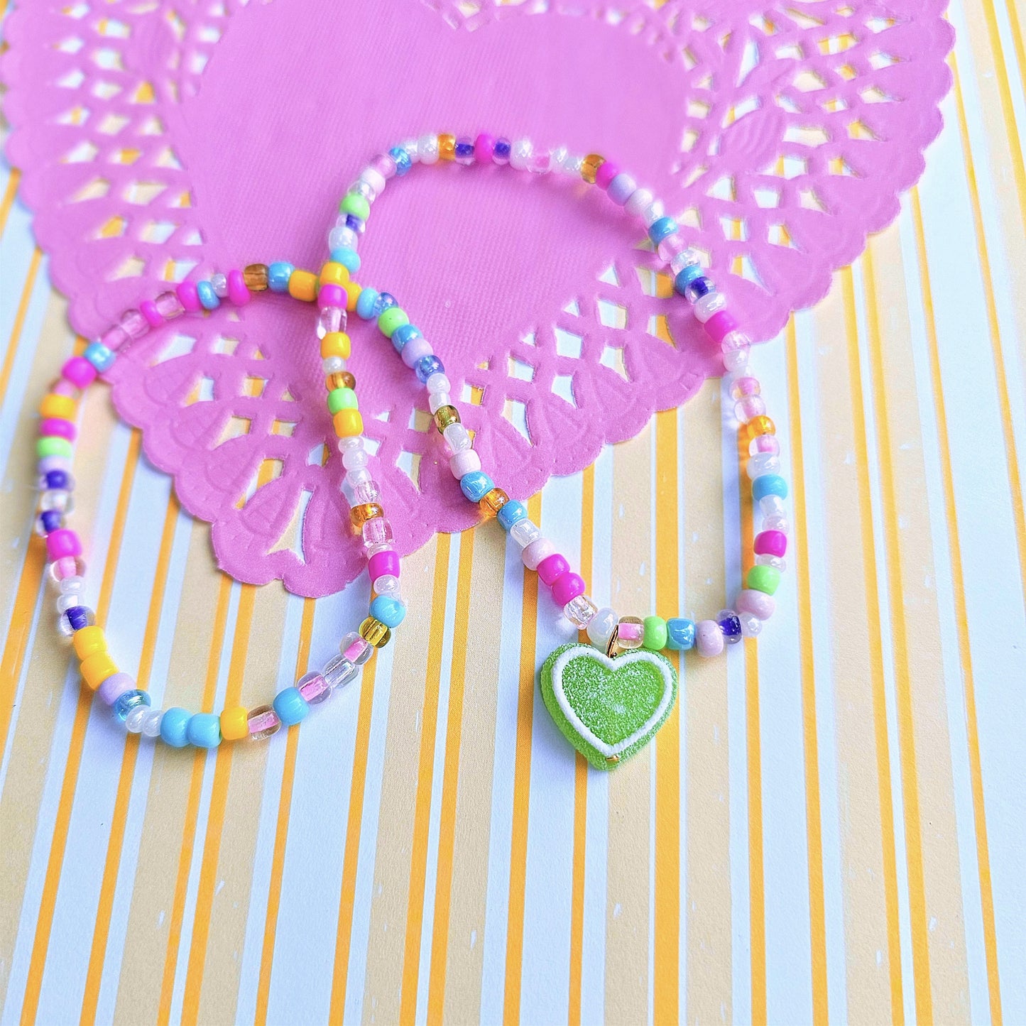 Rainbow Kandi Choker | Heart Choker | Rainbow Choker | Green Choker