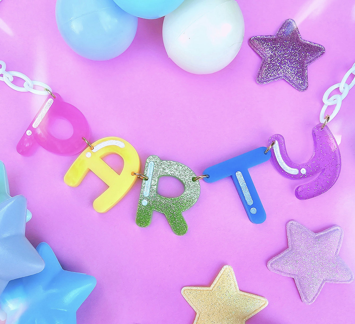 Rainbow "PARTY" Statement Necklace | Rainbow Party Necklace | Decora Kei | Spank Kei | Fairy Kei | Musical