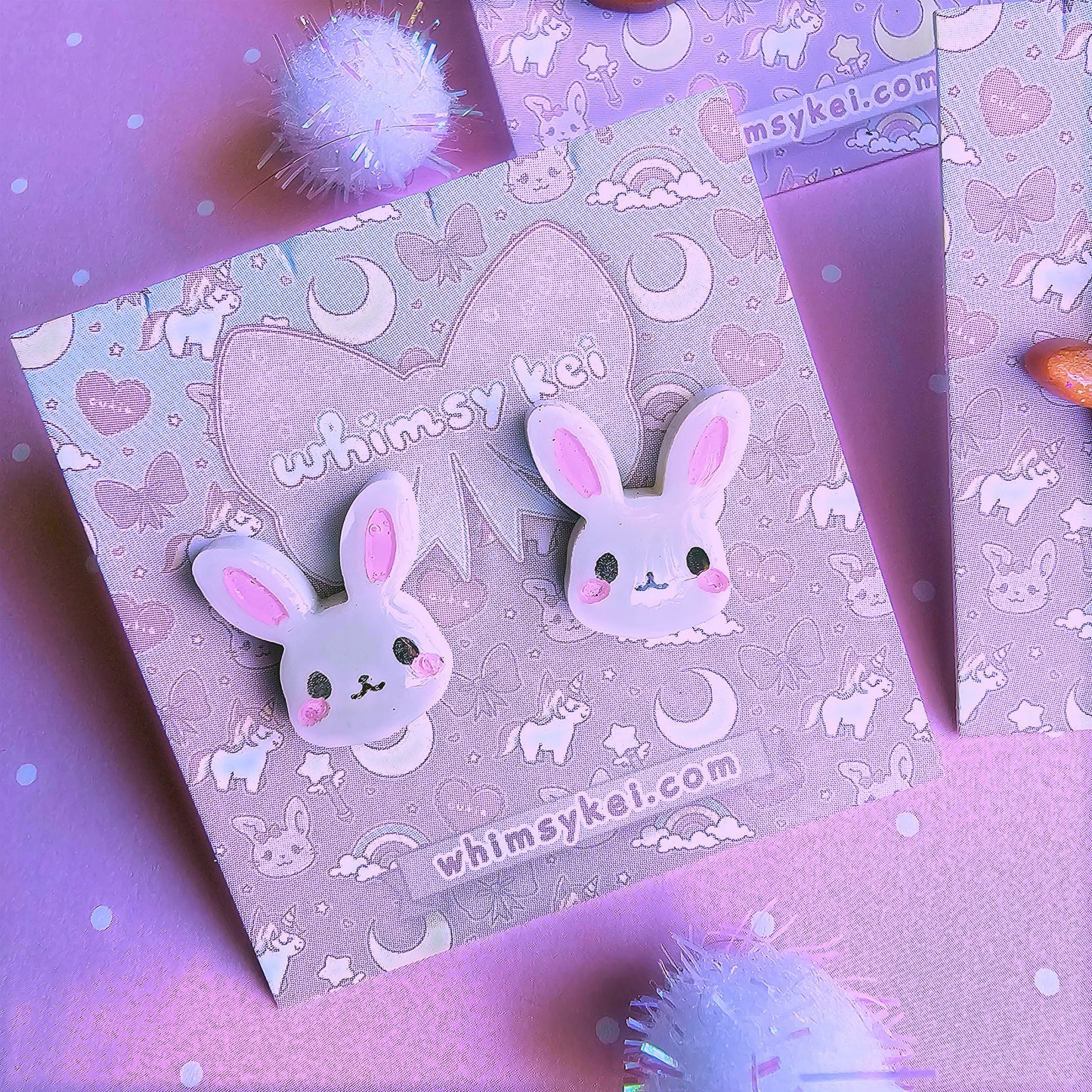 Bunny Stud Earrings | Soft Girl Earrings | Girly Kei | Dolly Kei | Sweet Lolita Earrings | Easter Earrings | Bunny Earrings | Rabbit Earrings