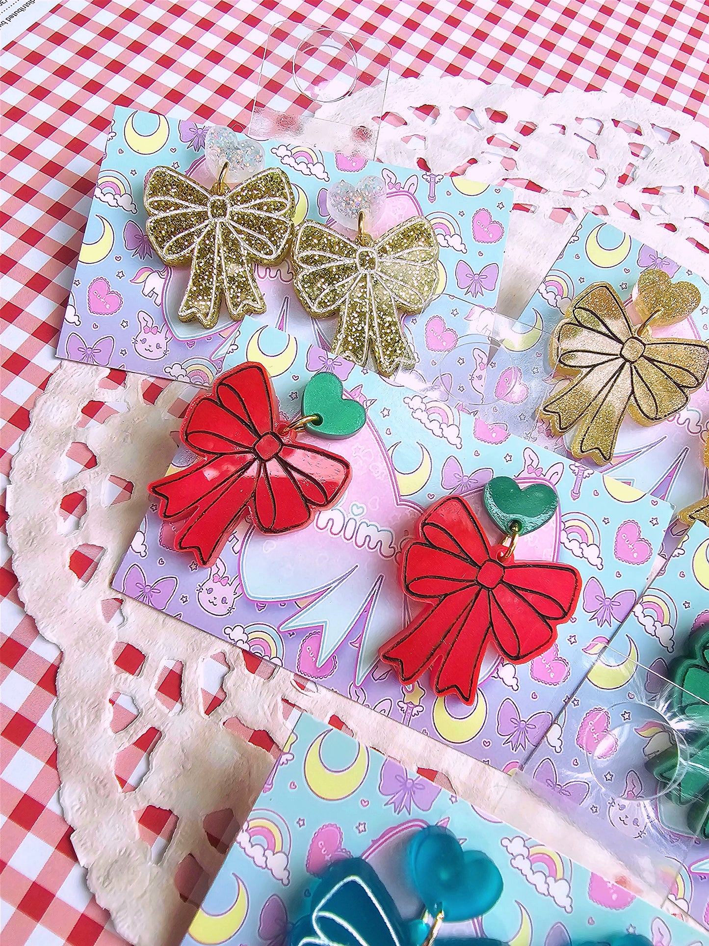 Christmas Bow Earrings | Red Earrings | Lolita Earrings | Festive Earrings