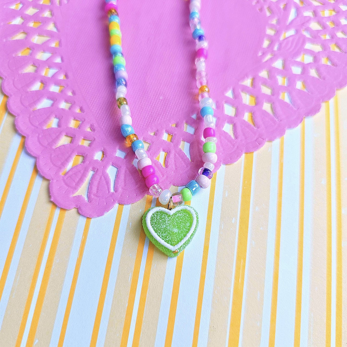 Rainbow Kandi Choker | Heart Choker | Rainbow Choker | Green Choker