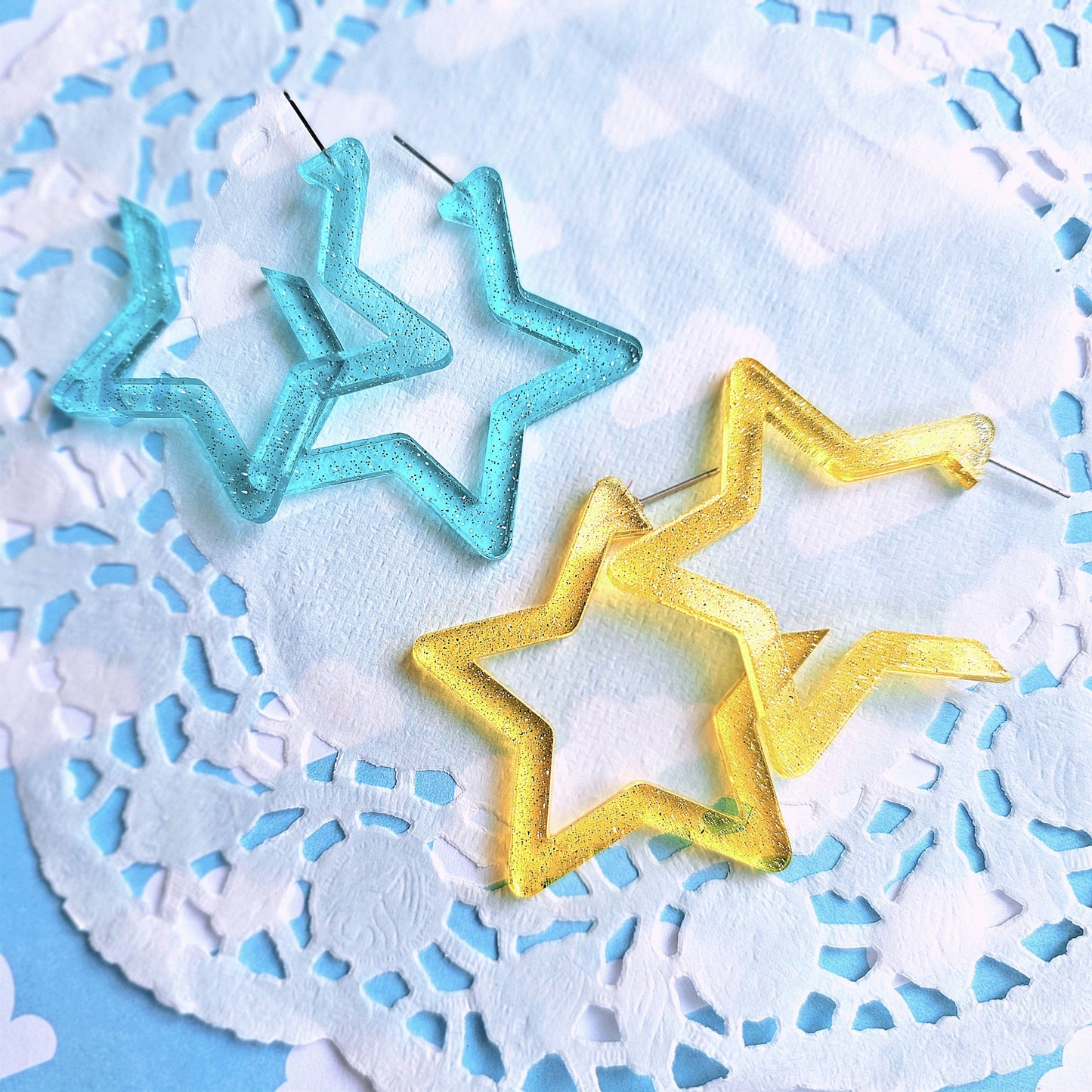 Large Star Hoops | Statement Hoop Earrings | 90s Earrings | Chunky Earrings | Fairy Kei Earrings