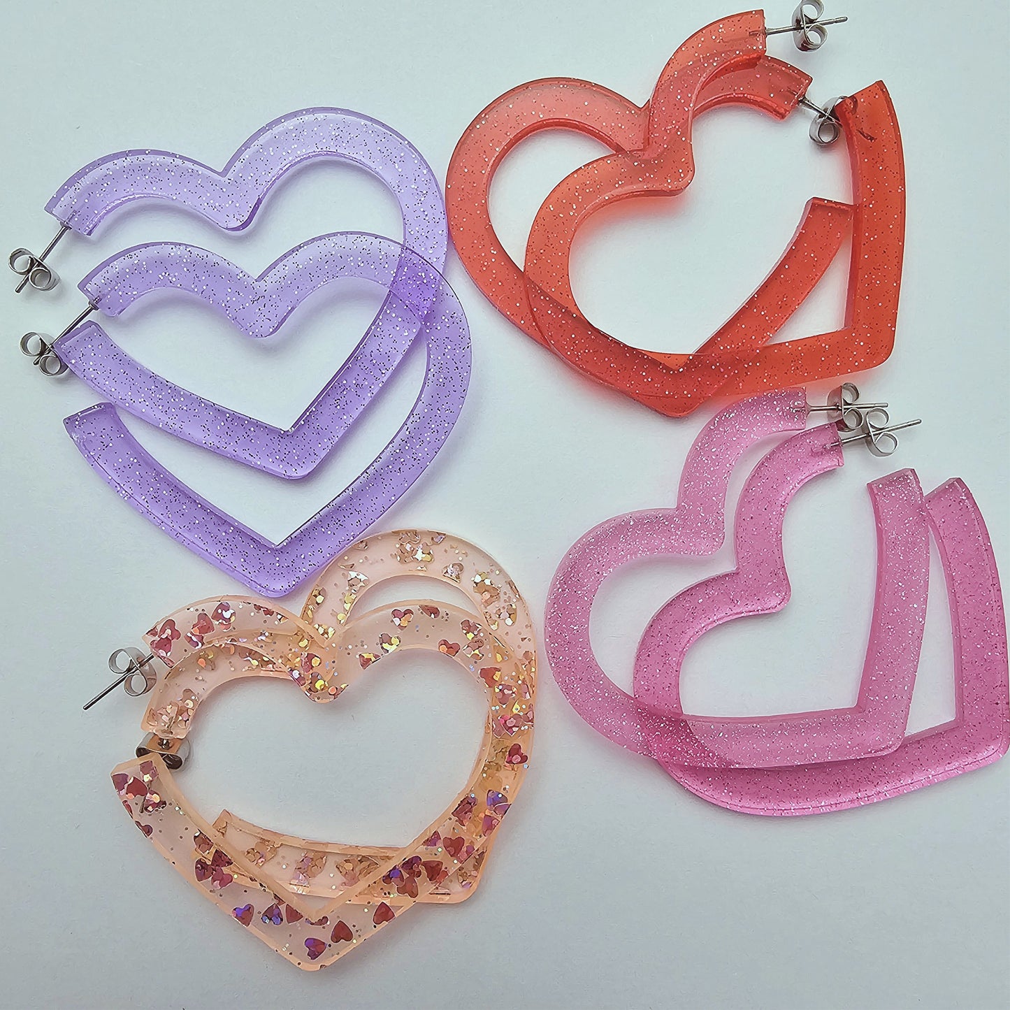 Large Heart Hoops | Statement Hoop Earrings | 90s Earrings | Chunky Earrings | Gyaru Earrings