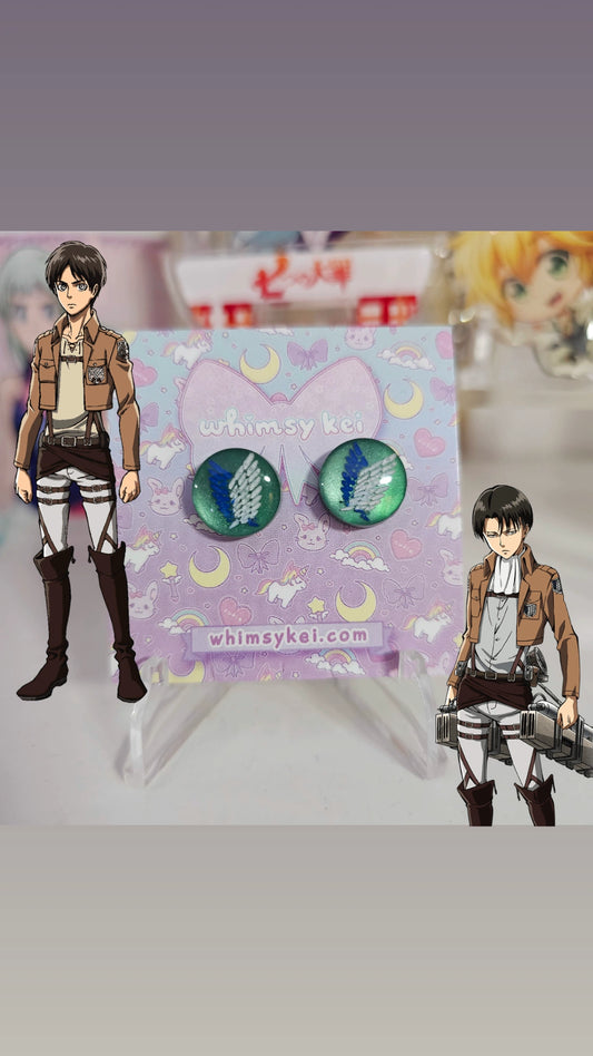 Attack on Titan Stud Earring | Levi Ackermann Stud Earring | Anime Stud | Survey Corps Earring | Eren Yeager Earring