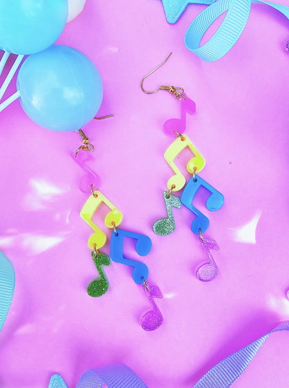 Music Note Earrings | Fairy Kei Earrings | Music Earrings | Kawaii Earrings | Party Kei | Decora Kei | Spank Kei