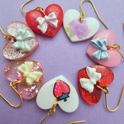 Dainty Heart Earrings | Larme Kei Earrings | Girly Kei | Dolly Kei | Sweet Lolita Earrings