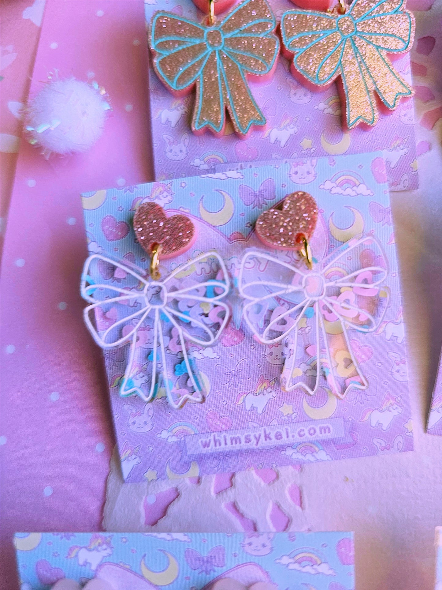 Easter Bow Earrings | Pink Earrings | Lolita Earrings | Statement Earrings | Cottage Core Earrings
