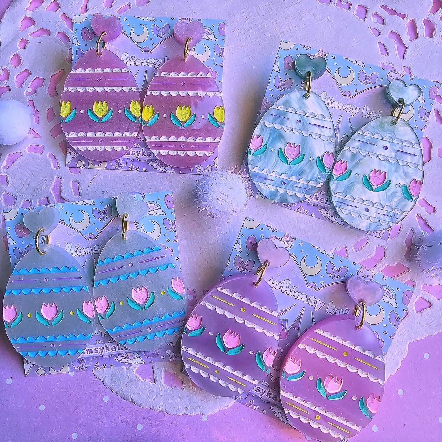 Pastel Easter Egg Earrings | Pastel Easter Earrings | Kitschy Easter | Easter Statement Earrings | Sweet Lolita Earrings