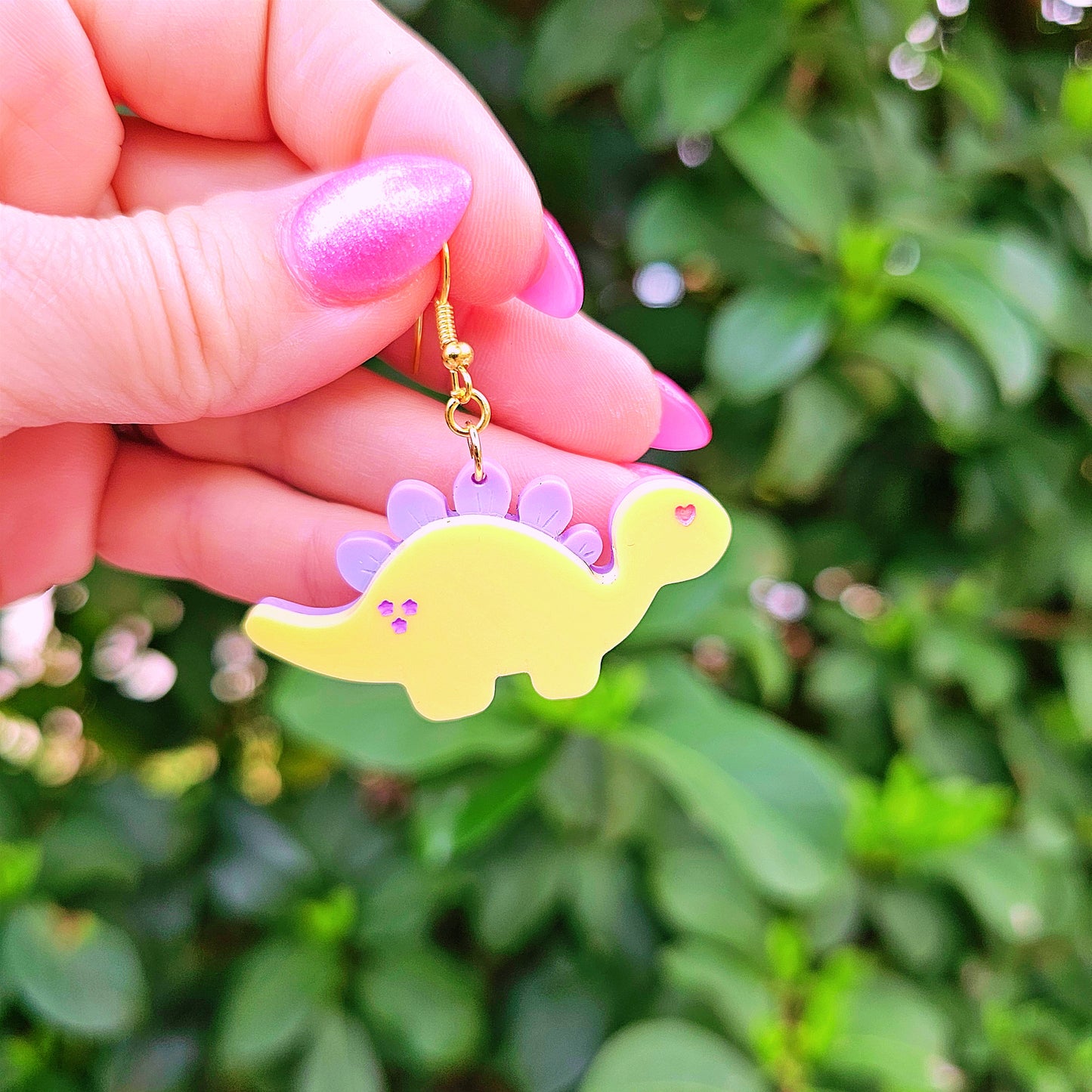 Pastel Stegosaurus Earrings | Pastel Dinosaur Earrings | Dino Core | Dino Kei | Kawaii Dinosaurs