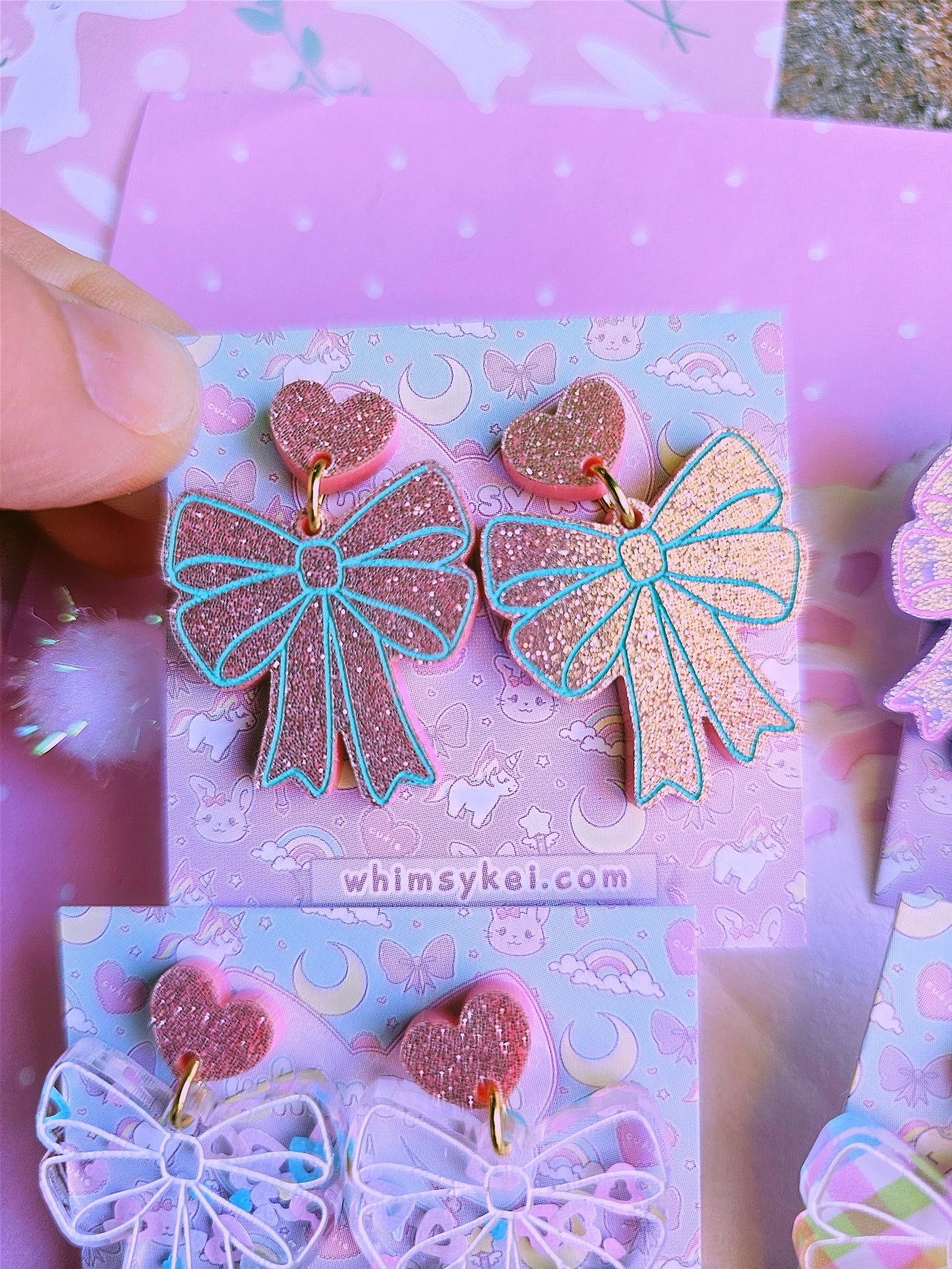 Easter Bow Earrings | Pink Earrings | Lolita Earrings | Statement Earrings | Cottage Core Earrings