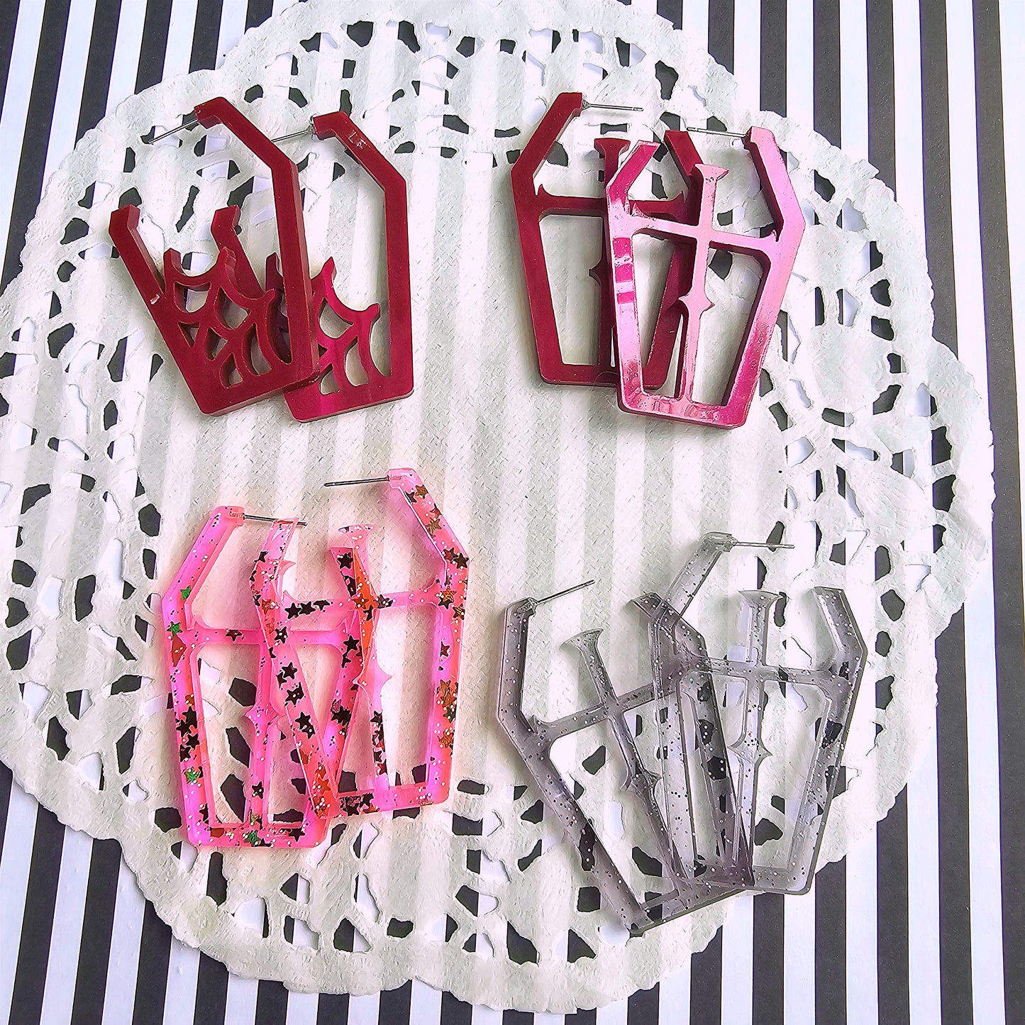 Large Coffin Hoops | Statement Hoop Earrings | Halloween Earrings | Chunky Earrings | Gothic Earrings (Copy)