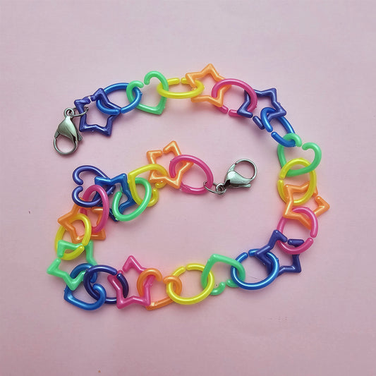 Rainbow Plastic Chain | Belt Loop Chain | Kidcore Pants Chain | Wallet Chain