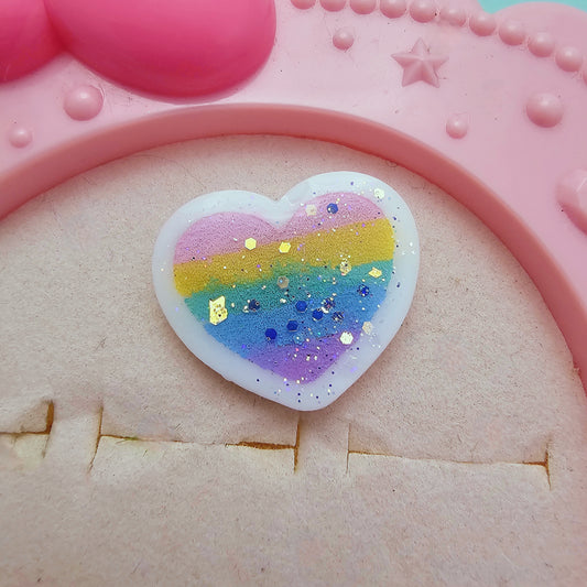 Rainbow Heart Pin | Fairy Kei Pin | Decora Kei | Pastel Heart Brooch | Pastel Rainbow Brooch