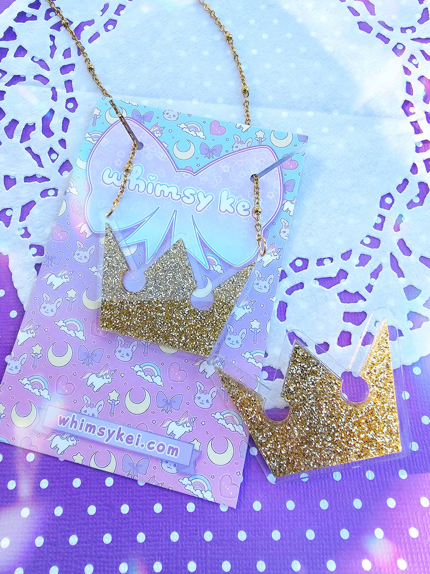 Gold Crown Necklace | Crown Charm | Kingdom Hearts Necklace | Sora Necklace