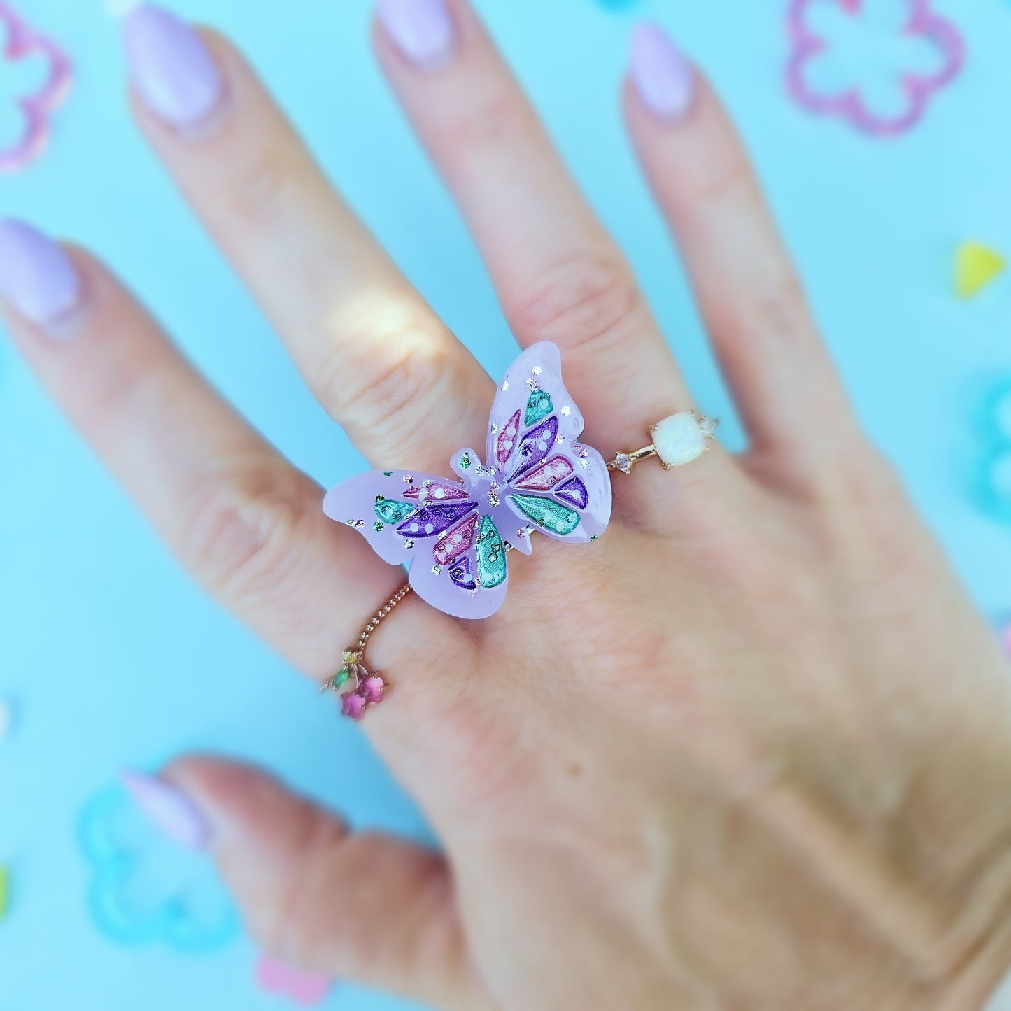 Butterfly Ring | Sparkly Ring | Spring Ring | Summer Ring | Pastel Butterfly | Glow Butterfly