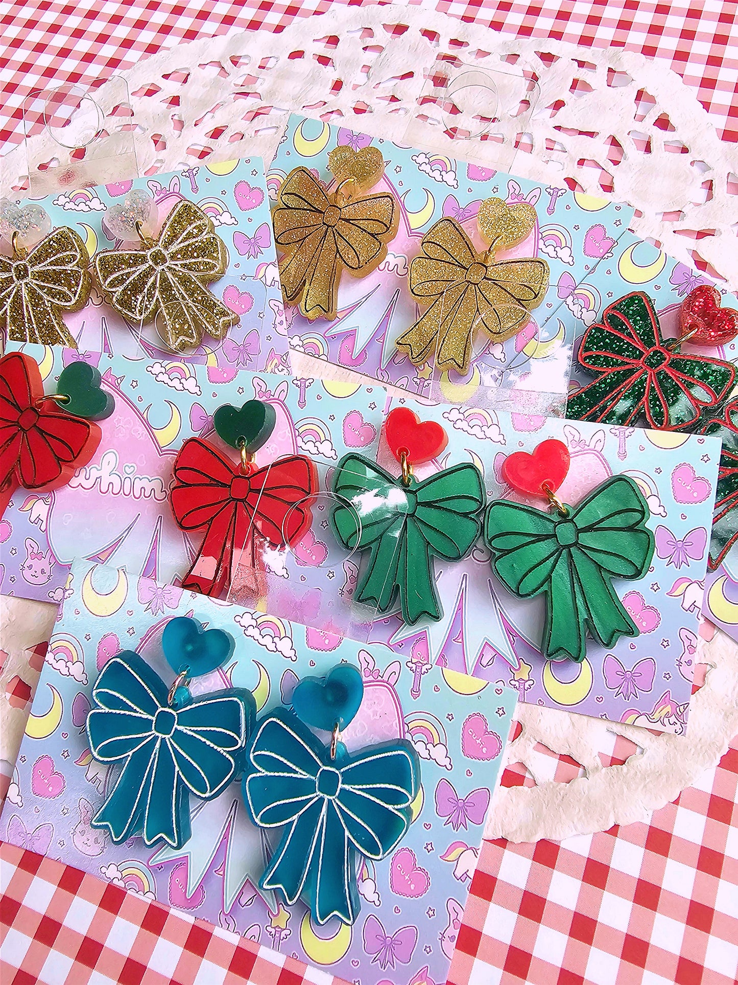 Christmas Bow Earrings | Red Earrings | Lolita Earrings | Festive Earrings