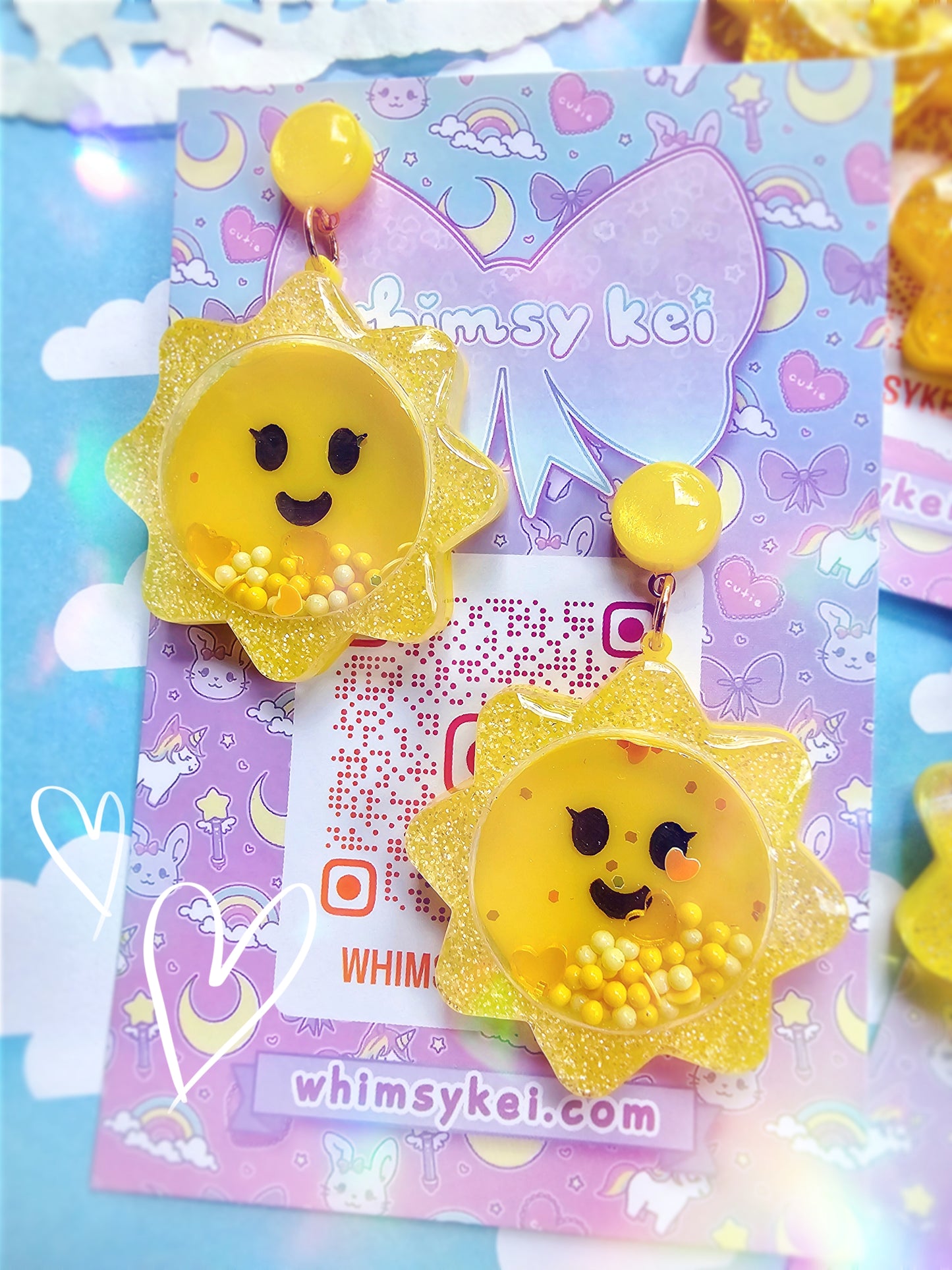 Sun Earrings | Sun Shaker Earrings | Yellow Sun Stud | Spring Earrings