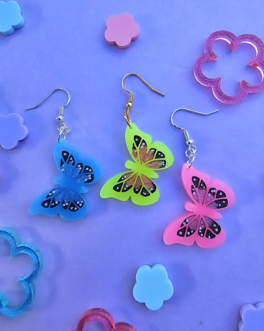Neon Butterfly Earrings | Bright Butterfly Earrings | Summer Earrings | Glow in the Dark Earrings | Spring Earrings