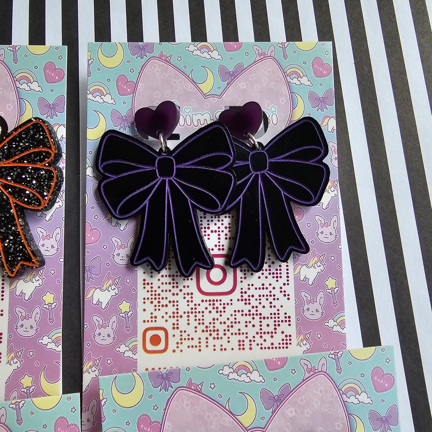 Halloween Bow Earrings | Halloween Earrings | Lolita Earrings | Statement Earrings | Gothic Earrings