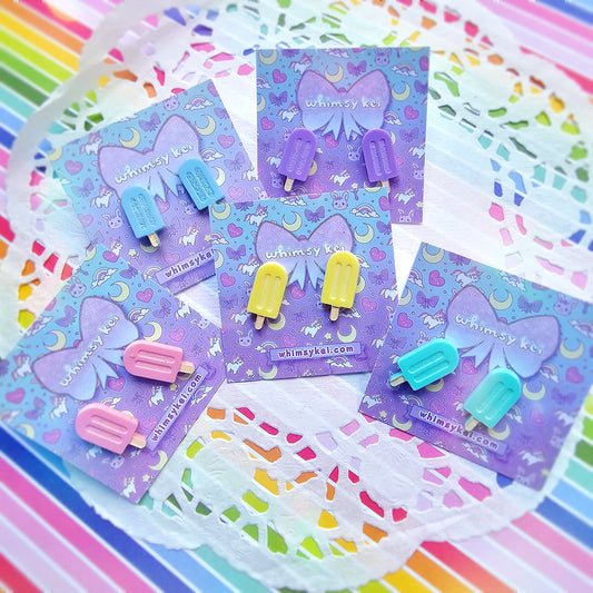 Popsicle Earrings | Sea Salt Popsicle Studs | Summer Earrings | Video Game Earrings | Fairy Kei Earrings | Kingdom Hearts Earrings | Kawaii Earrings