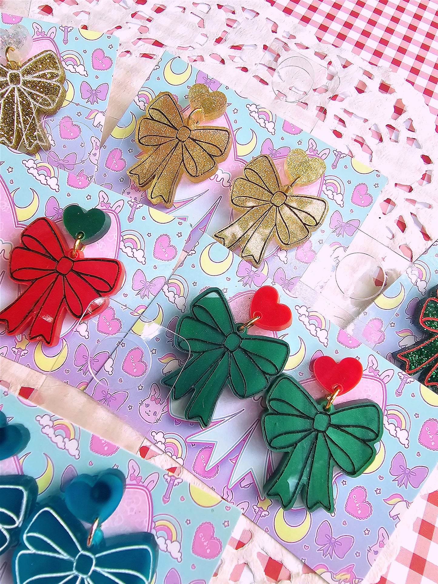 Christmas Bow Earrings | Red Earrings | Lolita Earrings | Festive Earrings