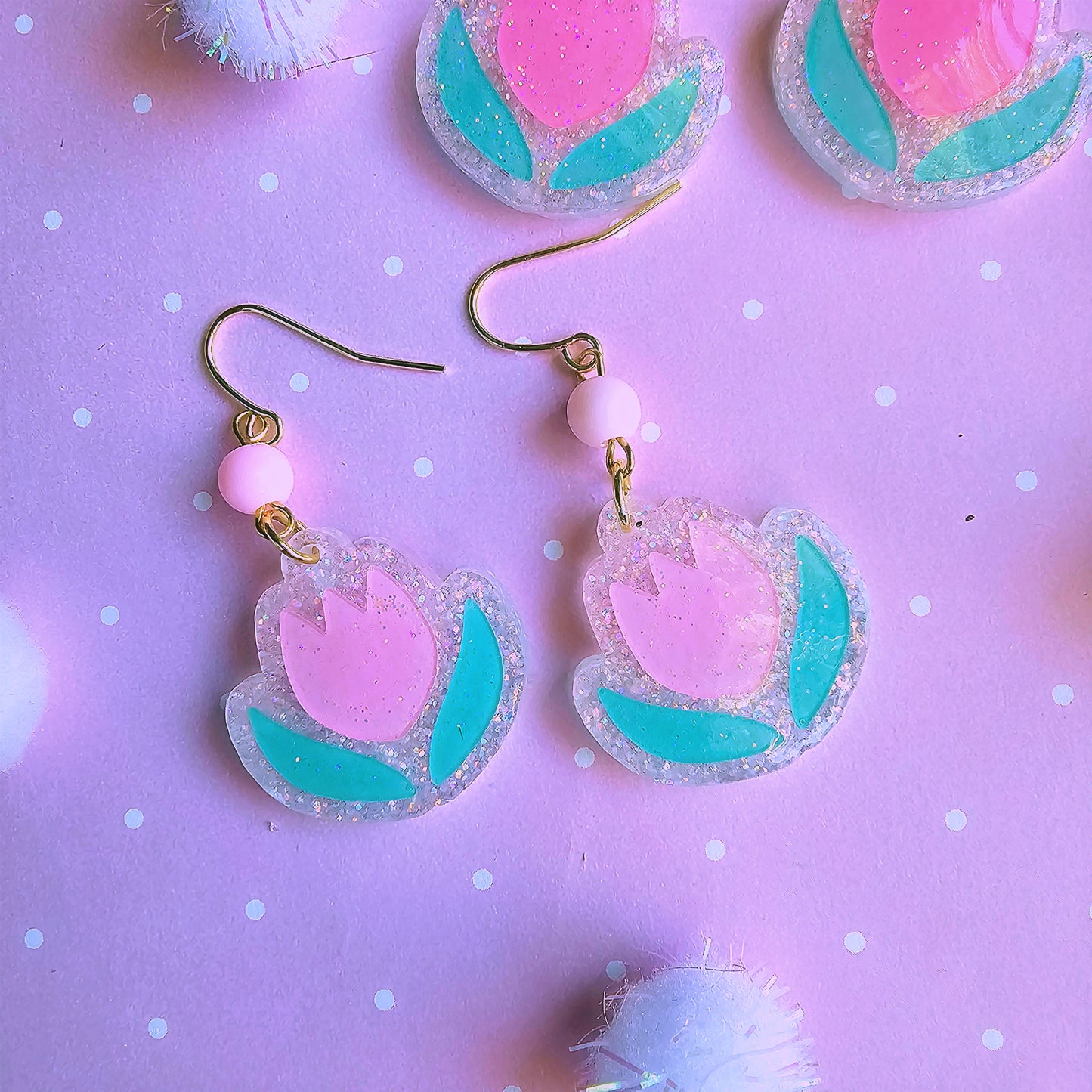 Pastel Tulip Earrings | Flower Earrings | Pink Tulip | Cottage Core Earrings | Spring Earrings | Summer Earrings | Easter Earrings