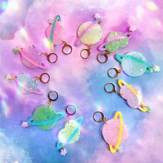 Pastel Planet Earrings | Uchuu Kei Earrings | Fairy Kei | Pastel Earrings |