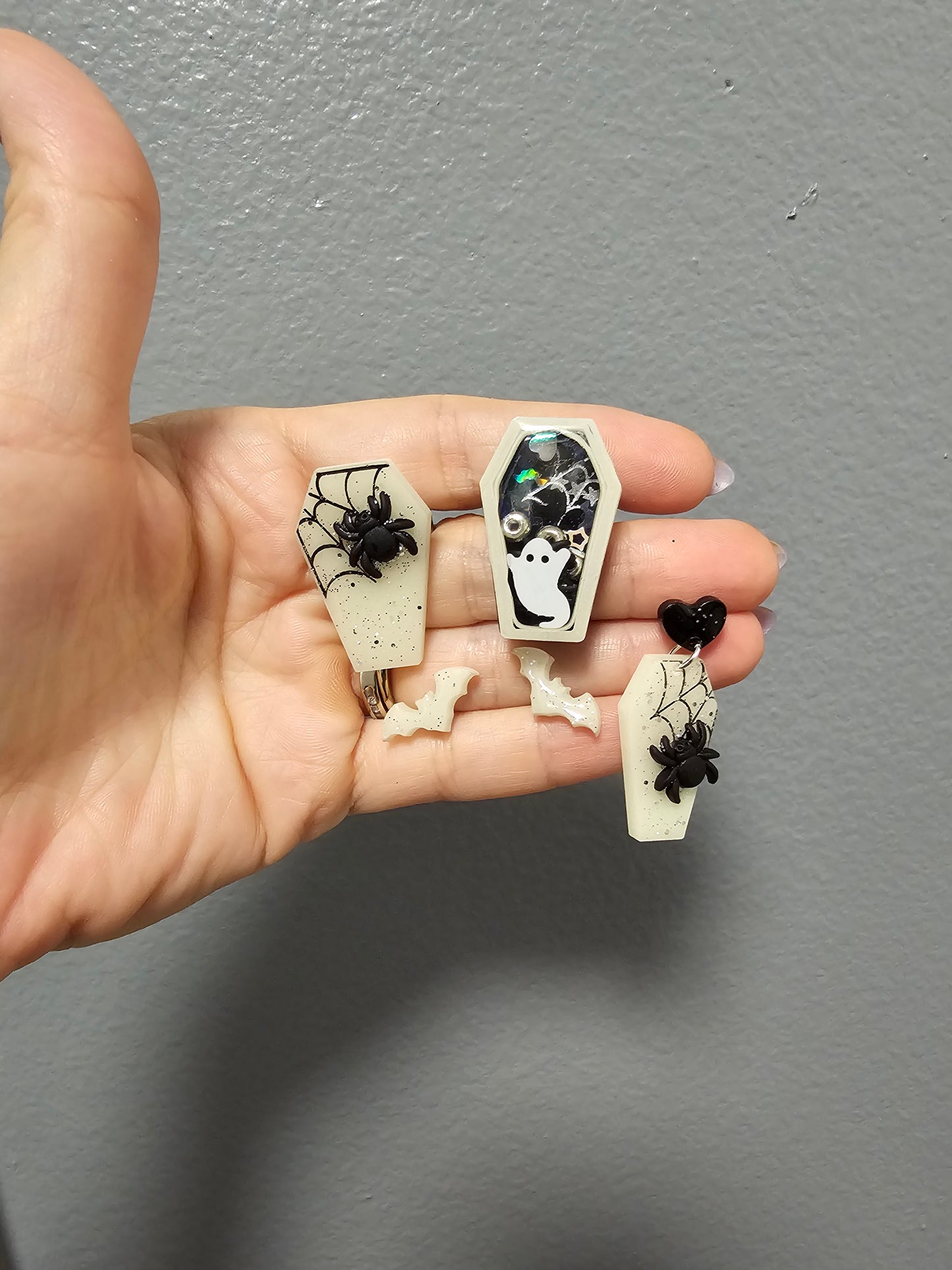 Glittery Coffin Ring | Halloween Ring | Spiderweb Ring | Spooky Ring