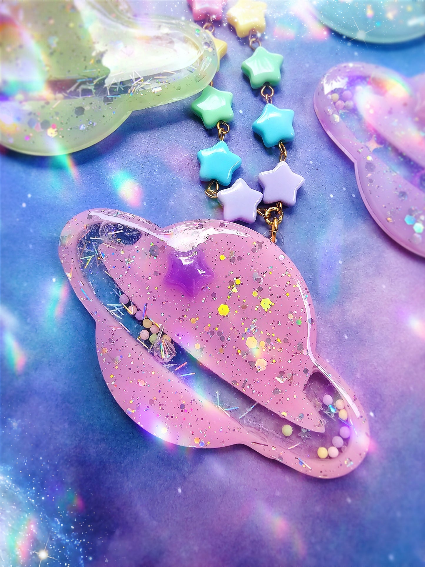 Pastel Planet Shaker Necklace | Uchuu Kei Necklace | Fairy Kei | Planet Necklace