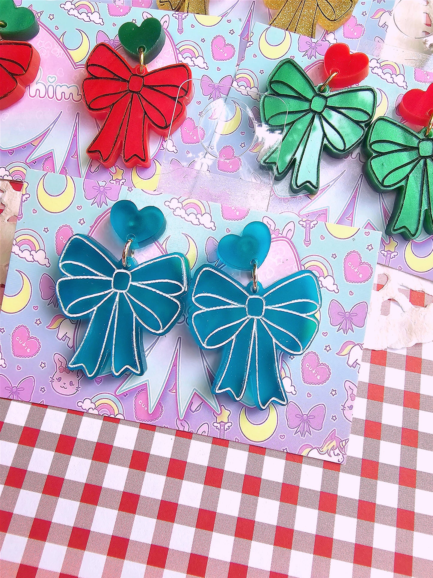 Christmas Bow Earrings | Red Earrings | Lolita Earrings | Festive Earrings