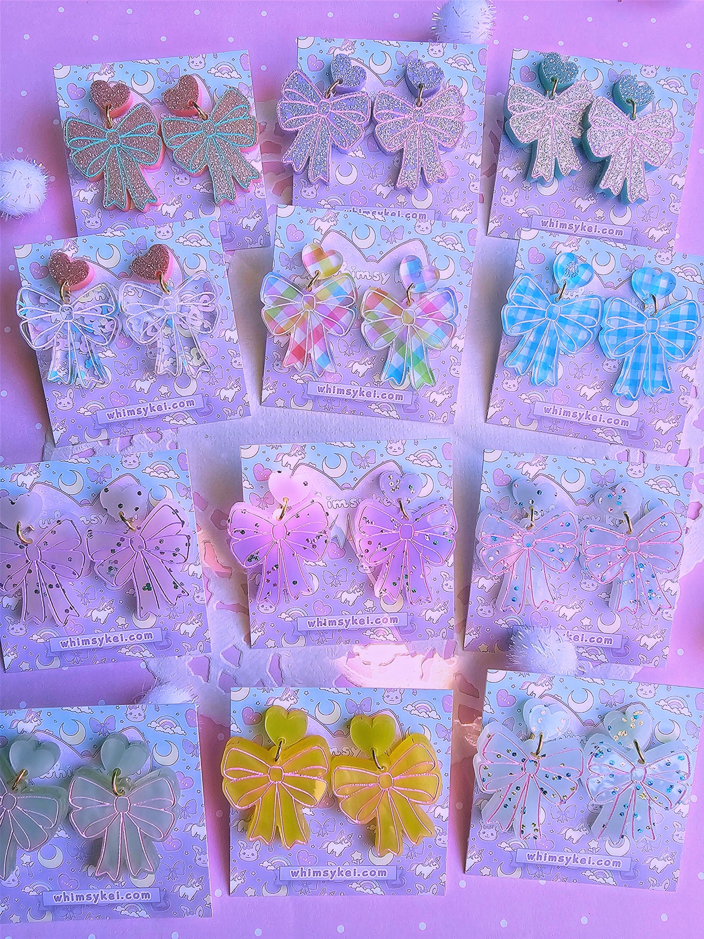 Easter Bow Earrings | Pink Earrings | Lolita Earrings | Statement Earrings | Cottage Core Earrings